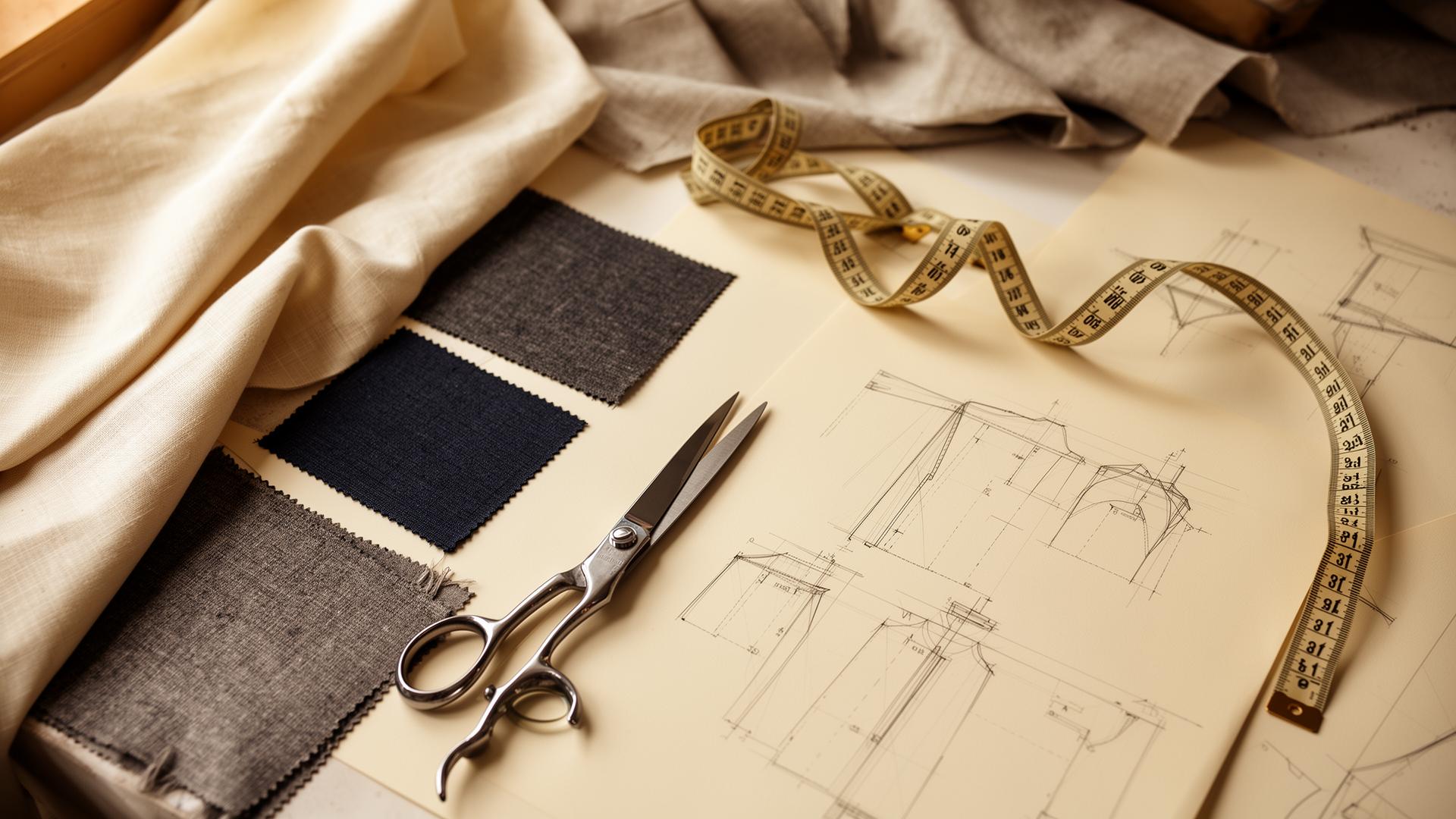 Drape & Stitch atelier — fabric swatches and patterning