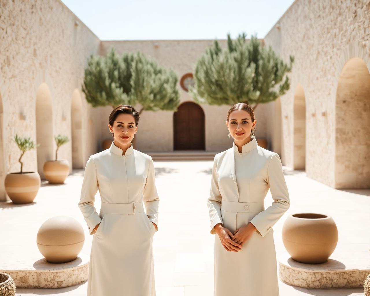 Hospitality staff in tailored Drape & Stitch uniforms